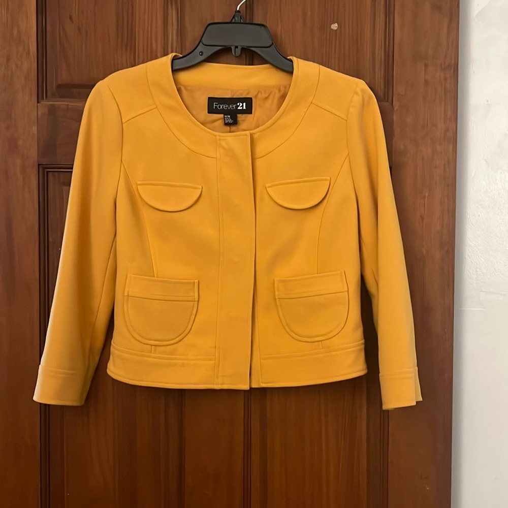 3/4 sleeve light jacket mustard color